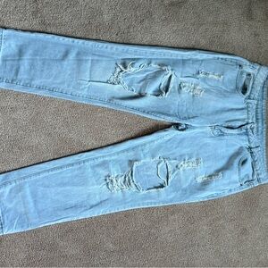 SHEIN Light Blue Ripped Boyfriend Jeans